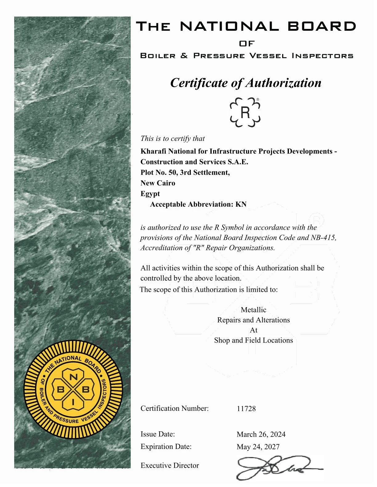 R Certificate 11728